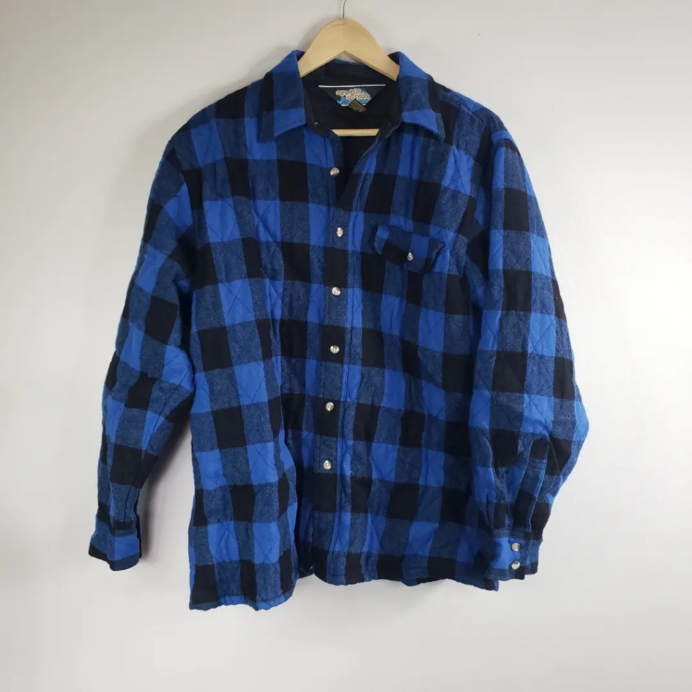 Mens Vintage Arctic Circle Lined Plaid Flannel Hunting Coat Jacket Swacket Large